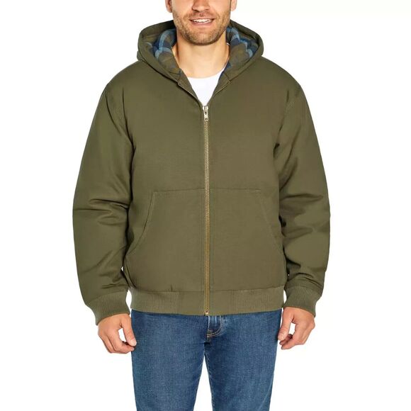 Woolrich Men's Canvas Hooded Jacket, Green, L